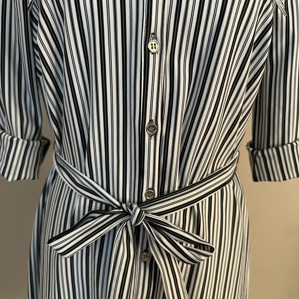 Mlle Gabrielle Black and Tan Belted Shirt Dress NWT - Picture 3 of 7